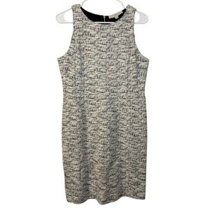 NWT Loft Boucle Tweed Ivory black sleeveless dress women’s 8 P career dressy